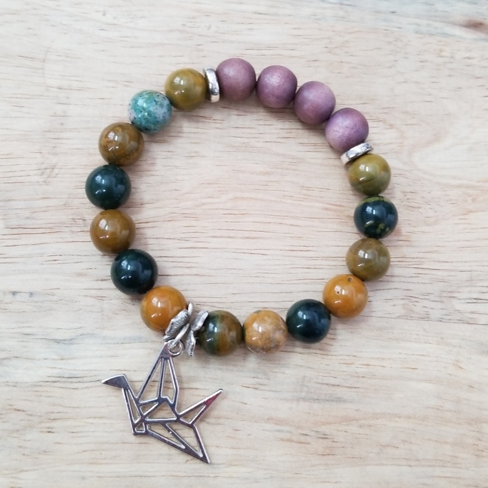 Oragami crane essential oil bracelet